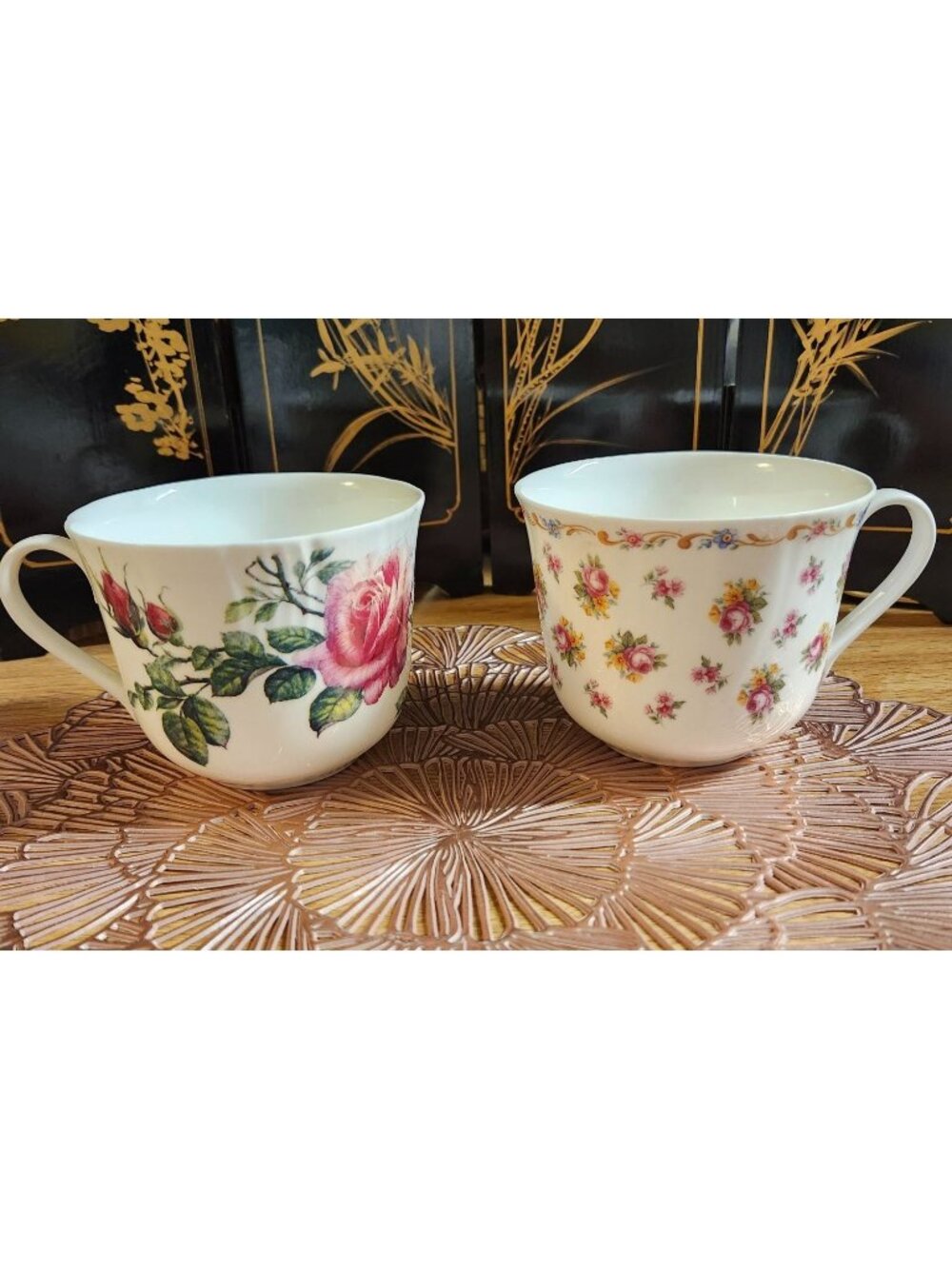 Oversized Roy Kirkham Bone China Vintage Mugs Teacups English Rose Petite Rose